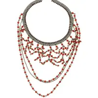 Behave - Choker rood multi layer - Bohemian feeststijl - 30 cm