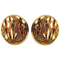 Behave - Dames oorstekers vissenmotief rood goudkleur 3 cm - Boho stijl