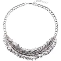 Behave - Korte ketting met glassteentjes - Antiek zilverkleur - Verlengketting