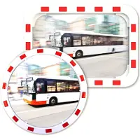 DANCOP Verkeerspiegel, afmetingen 400x600 mm, kunststof, rood/wit, lengte 15 meter