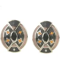 Behave oorbellen stekers vintage bruin zwart ovaal 3 cm – retro geometrisch