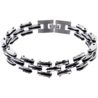 Behave - Armband heren staal zilverkleur mat zwart - stoer statement item