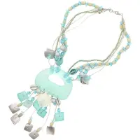 Behave Dames Ketting Blauw Schelp – Nikkelvrij Handgemaakt Sieraad 70 cm