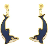 Behave - Oorbellen dolfijn blauw-wit - maritieme zomertrend