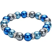 Behave - Rekarmband parel blauw grijs steentjes - trendy kleuraccent