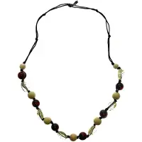 Behave Dames lange kralen ketting zwart wit bruin 80 cm