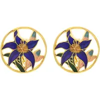 Behave - Oorclips dames - bloemmotief - blauw - 3 cm