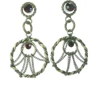 Behave - Oorsteker met ronde hanger en steentjes - Bohemian stijl
