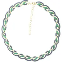 Behave - Schakel ketting blauw groen emaille - Nikkelvrij - Modeketting 42 cmBehave - Schakel ketting blauw groen emaille - Nikkelvrij - Modeketting 42 cm