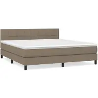 vidaXL Boxspring met matras stof taupe 160x200 cm
