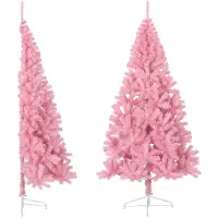 vidaXL Kunstkerstboom met standaard half 180 cm PVC roze