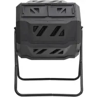 The Living Store Tuincompostbak 160L - 73 x 64 x 95 cm - Efficiënte ventilatie - 360 graden draaibaar - 2 aparte kamers