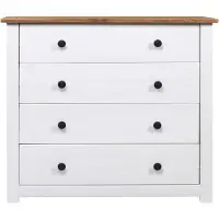 The Living Store Panama Ladekast - Wit/Hout - 80x40x73 cm - 4 lades