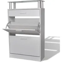 vidaXL Schoenenkast met lade en glazen schap wit hout online kopen