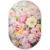 MuchoWow Muurovaal 80x120 cm - Ovale wanddecoratie Bloemen - Roze - Botanisch - Kunst - Acrylverf - Ovalen schilderij - Muurdecoratie woonkamer - Kamer decoratie - Schilderijen - Wandcirkel