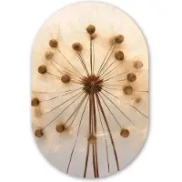 MuchoWow Muurovaal 40x60 cm - Ovale wanddecoratie Bloemen - Bruin - Planten - Botanisch - Ovalen schilderij - Muurdecoratie woonkamer - Kamer decoratie - Schilderijen - Wandcirkel