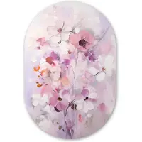 MuchoWow Muurovaal 40x60 cm - Ovale wanddecoratie Bloemen - Lila - Watercolor - Kunst - Ovalen schilderij - Muurdecoratie woonkamer - Kamer decoratie - Schilderijen - Wandcirkel