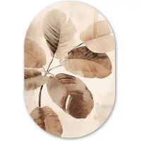 MuchoWow Muurovaal 80x120 cm - Ovale wanddecoratie Gedroogde plant - Natuur - Bruin - Planten - Ovalen schilderij - Muurdecoratie woonkamer - Kamer decoratie - Schilderijen - Wandcirkel