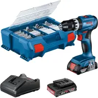 Bosch Professional GSB 18V-45 Accu klopboorschroevendraaier- 2x GBA 18V 2.0 Ah - lader GAL 18V-20 - 82 accessoires