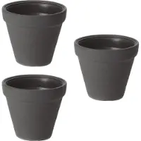 Prosperplast Plantenpot/bloempot Classic Garden - 3x - buiten/binnen - kunststof - antraciet - D25 x H26 cm