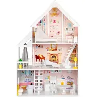 Viking Choice Poppenhuis XXL - hout - 82x30x126 cm - met meubels
