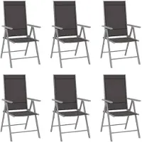 vidaXL Klapstoelen, 6 stuks, Textilene, zwart