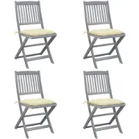 vidaXL Tuinstoelen 4 st inklapbaar met kussens massief acaciahout