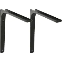 AMIG Plankdrager/planksteun van metaal - 2x - gelakt zwart - H200 x B250 mm - Plankdragers