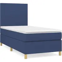 vidaXL Boxspring met matras stof blauw 90x200 cm
