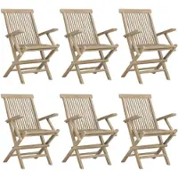 vidaXL Tuinstoelen inklapbaar 6 st 56x61x89 cm massief teakhout grijs