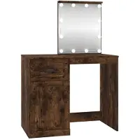 vidaXL Kaptafel met LED 90x50x132,5 cm bewerkt hout gerookt eikenkleur