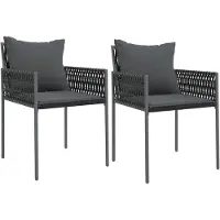 vidaXL Tuinstoelen 2 st met kussens 54x61x83 cm poly rattan zwart