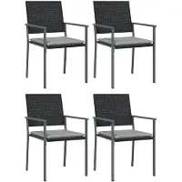vidaXL Tuinstoelen 4 st met kussens 54x62,5x89 cm poly rattan zwart