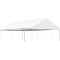 vidaXL Prieel met dak 13,38x5,88x3,75 m polyetheen wit