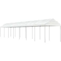 vidaXL Prieel met dak 15,61x2,28x2,69 m polyetheen wit