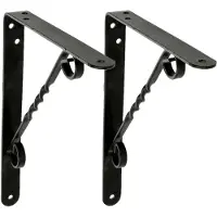 AMIG Plankdrager/steun/beugel Decoratief - 2x - metaal - zwart - H200 x B150 mm - Tot 110 kg - Plankdragers