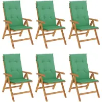 vidaXL Tuinstoelen 6 st verstelbaar met kussens massief teakhout