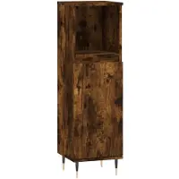 vidaXL Badkamerkast 30x30x100 cm bewerkt hout gerookt eikenkleurig