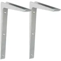 AMIG Plankdrager/planksteun - 2x - aluminium - gelakt zilvergrijs - H300 x B200 mm - Plankdragers