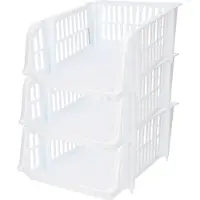 Forte Plastics Plasticforte Stapelbare opbergmand - 3x - Wit - 16L - kunststof - 38 x 28 x 15 cm - Opbergmanden