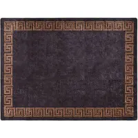 vidaXL Vloerkleed wasbaar 400x300 cm zwart en goudkleurig