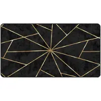 vidaXL Vloerkleed wasbaar 80x150 cm zwart en goudkleurig