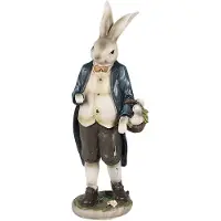 Clayre & Eef Beeld Konijn 25 cm Bruin Blauw Polyresin Paasdecoratie Bruin Paasdecoratie