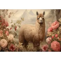 Fotobehang - Lama - Bloemen - Vintage - Grote Bloemen - Vliesbehang - 208x146cm (lxb)