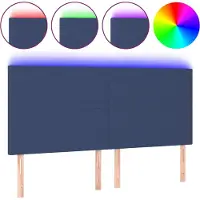 vidaXL Hoofdbord LED 180x5x118/128 cm stof blauw