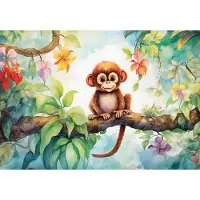 Fotobehang - Aap - Tak - Bladeren - Wilde Dieren - Apen - Vliesbehang - 416x254cm (lxb)