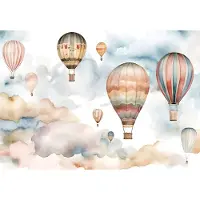 Fotobehang - Voor Kinderen Sprookje - Ballonnen - Waterkleuren - Aquarell - Vliesbehang - 254x184cm (lxb)