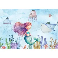 Fotobehang - Meermin - Ariel - Oceaan - Zee - Sprookje - Vliesbehang - 416x254cm (lxb)