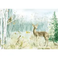 Fotobehang - Dieren - Bos - Bomen - Hert - Groen - Landschap - Vliesbehang - 416x290cm (lxb)