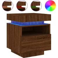 vidaXL Nachtkastje met LED-verlichting 40x39x48,5 cm bruin eikenkleur